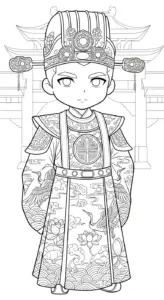 download tranh tô màu Hoàng tử cổ trang chibi miễn phí