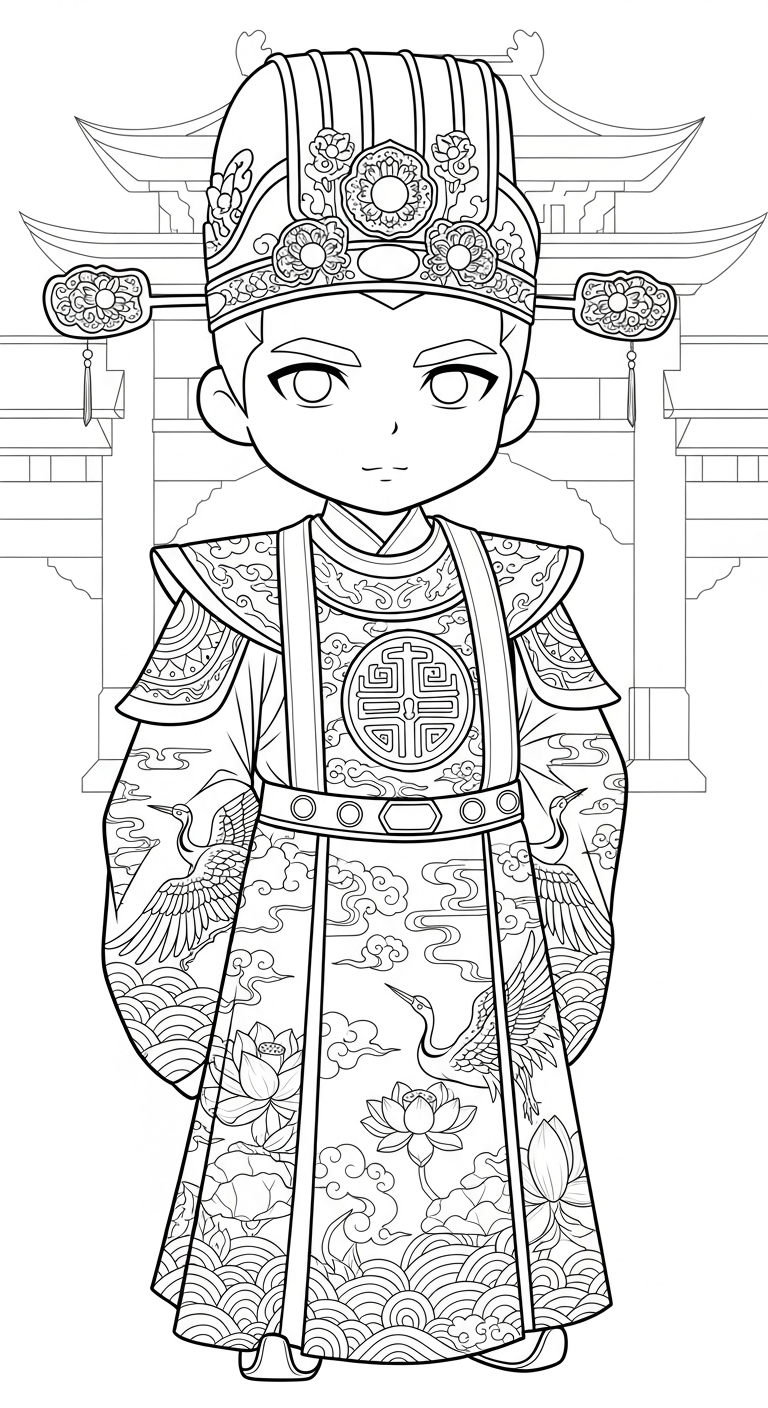 download tranh tô màu Hoàng tử cổ trang chibi miễn phí