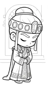 tải tranh tô màu Hoàng tử cổ trang chibi cho bé miễn phí