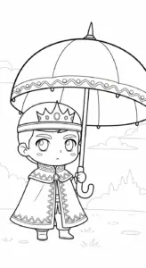 file hình tô màu Hoàng tử cổ trang chibi cho bé 4-5 tuổi