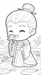 hình tô màu Hoàng tử cổ trang chibi cho bé 5 tuổi miễn phí