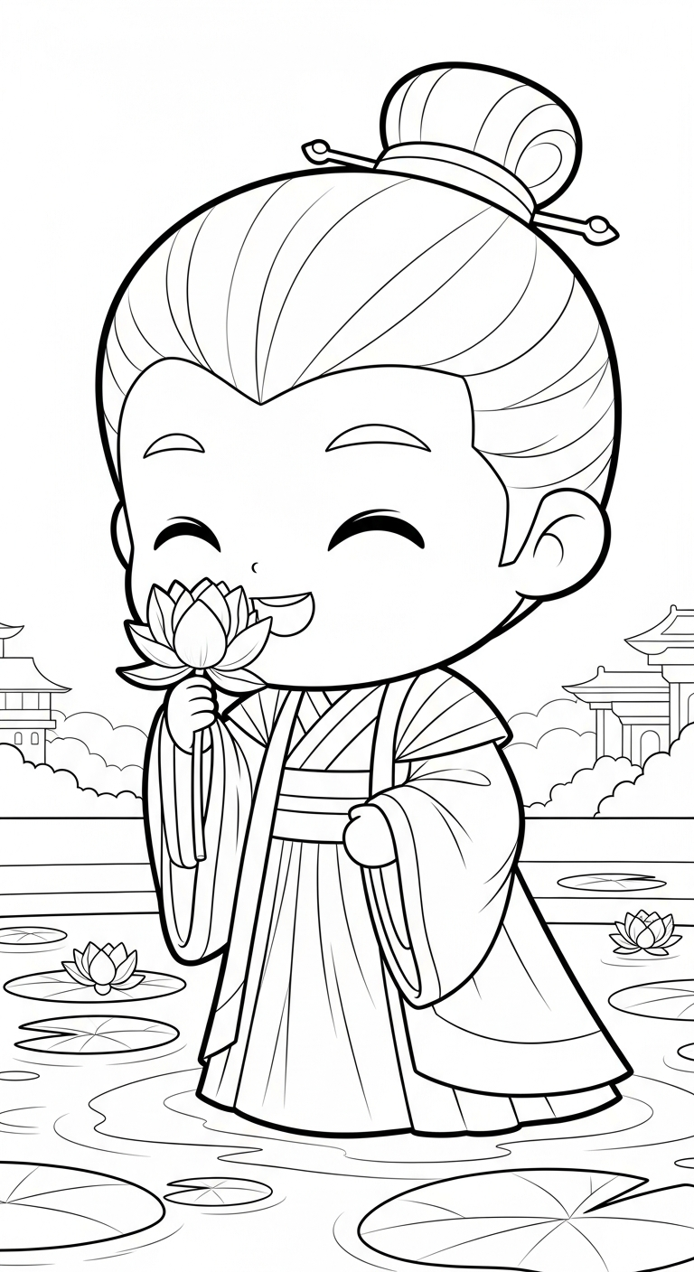hình tô màu Hoàng tử cổ trang chibi cho bé 5 tuổi miễn phí