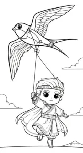 tranh tô màu Hoàng tử cổ trang chibi cho trẻ em