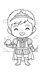 tranh tô màu Hoàng tử cổ trang chibi cho bé