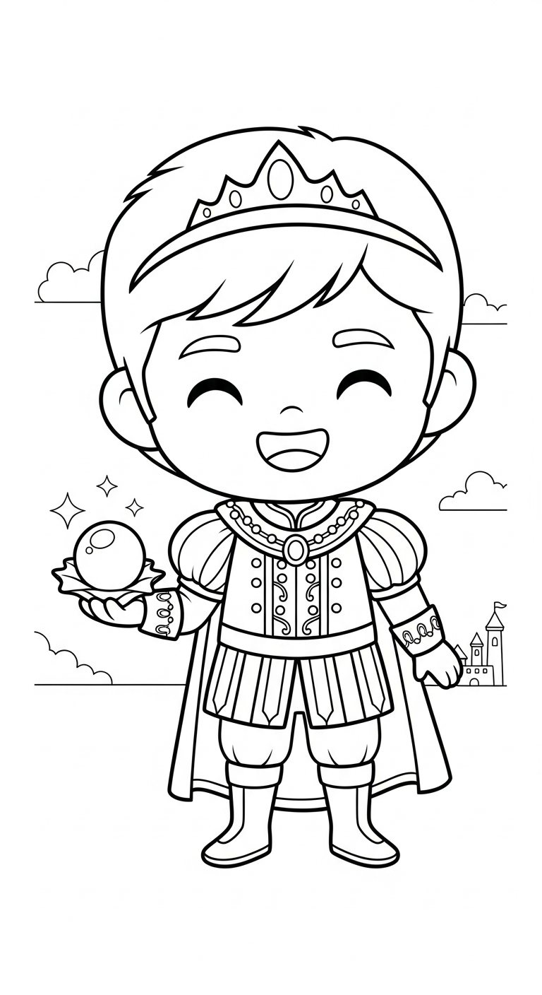 tranh tô màu Hoàng tử cổ trang chibi cho bé