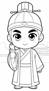 mẫu in hình tô màu Hoàng tử cổ trang chibi cho bé