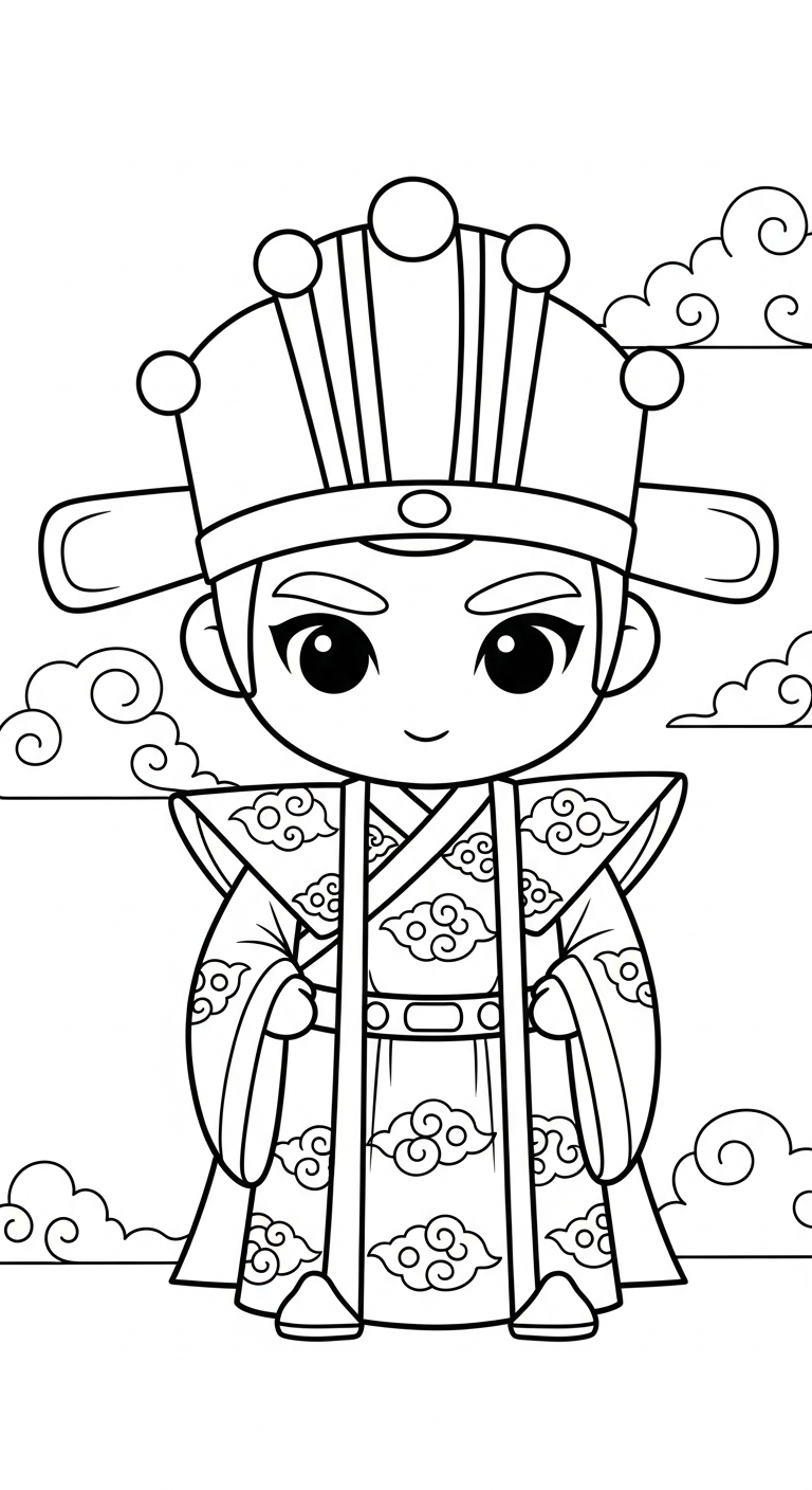 mẫu hình tô màu Hoàng tử cổ trang chibi cho bé