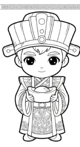 tranh tô màu Hoàng tử cổ trang chibi cho bé 7 tuổi