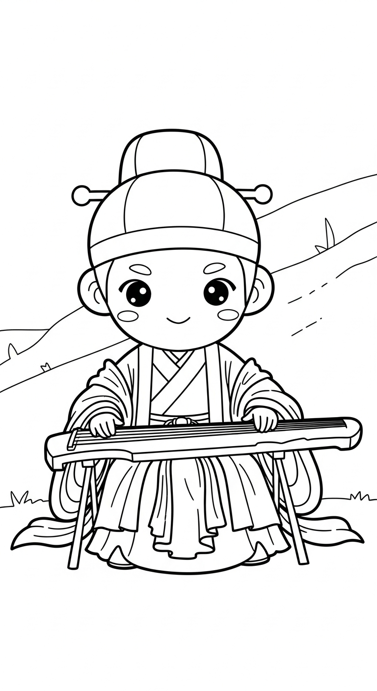 hình tô màu Hoàng tử cổ trang chibi cho trẻ em