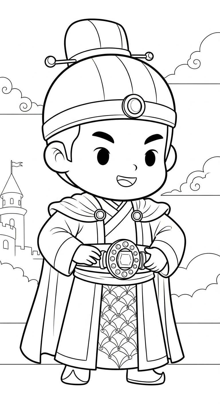 tải tranh tô màu Hoàng tử cổ trang chibi cho bé 4 tuổi