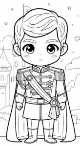 tải hình tô màu Hoàng tử cổ trang chibi cho bé 7 tuổi
