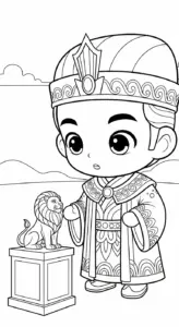 file pdf hình tô màu Hoàng tử cổ trang chibi cho bé