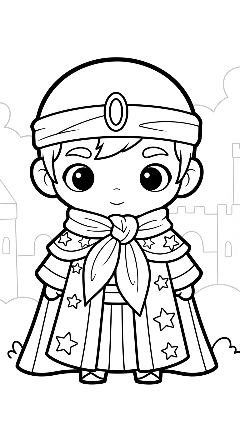 mẫu tranh tô màu Hoàng tử cổ trang chibi cho bé