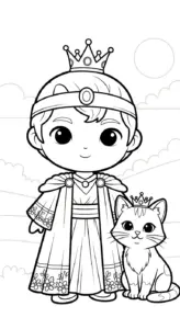 in hình tô màu Hoàng tử cổ trang chibi cho bé 7 tuổi