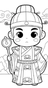 tranh tô màu Hoàng tử cổ trang chibi cho trẻ em