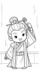 hình tô màu Hoàng tử cổ trang chibi cho bé 4 tuổi