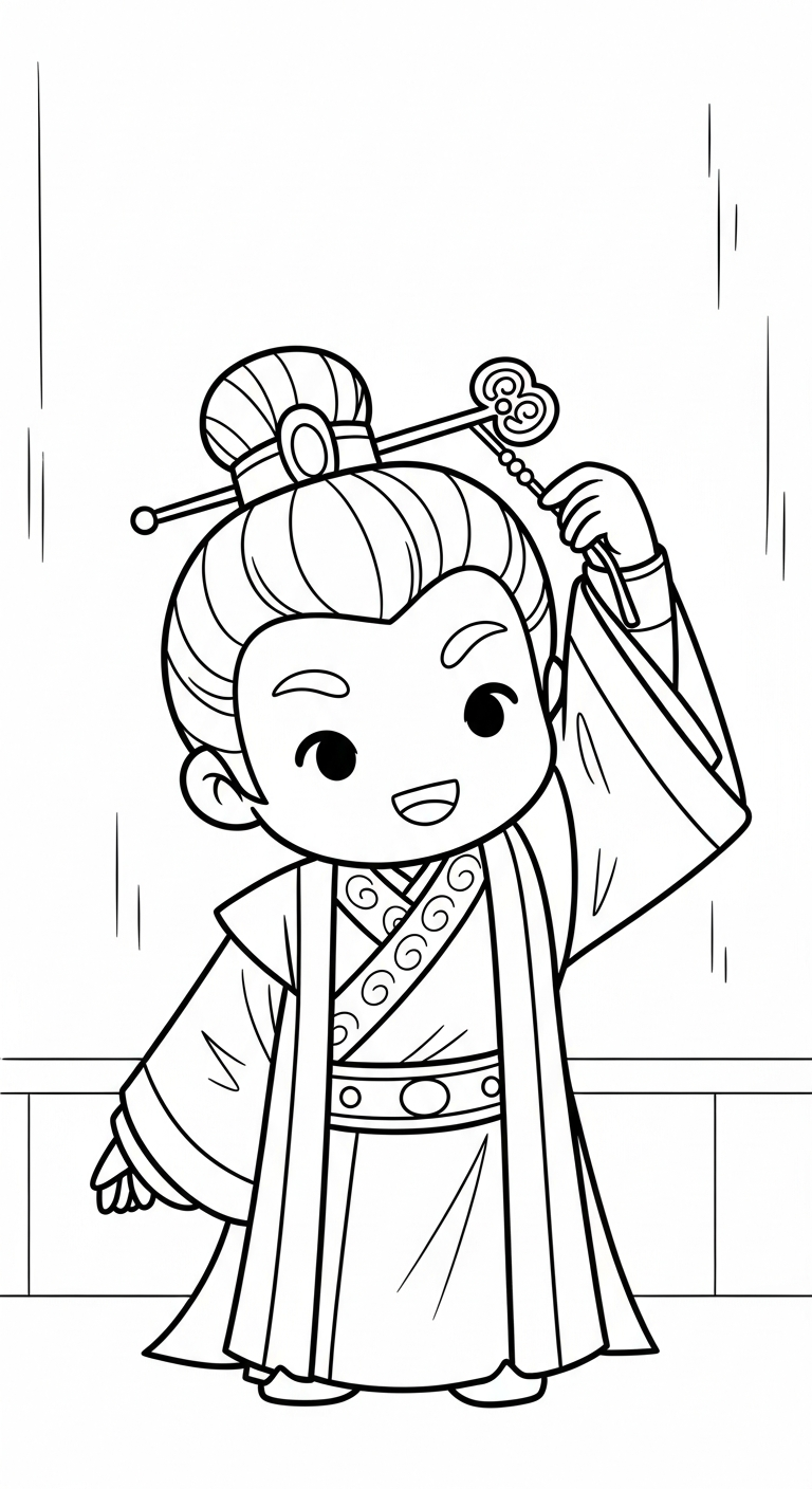 hình tô màu Hoàng tử cổ trang chibi cho bé 4 tuổi