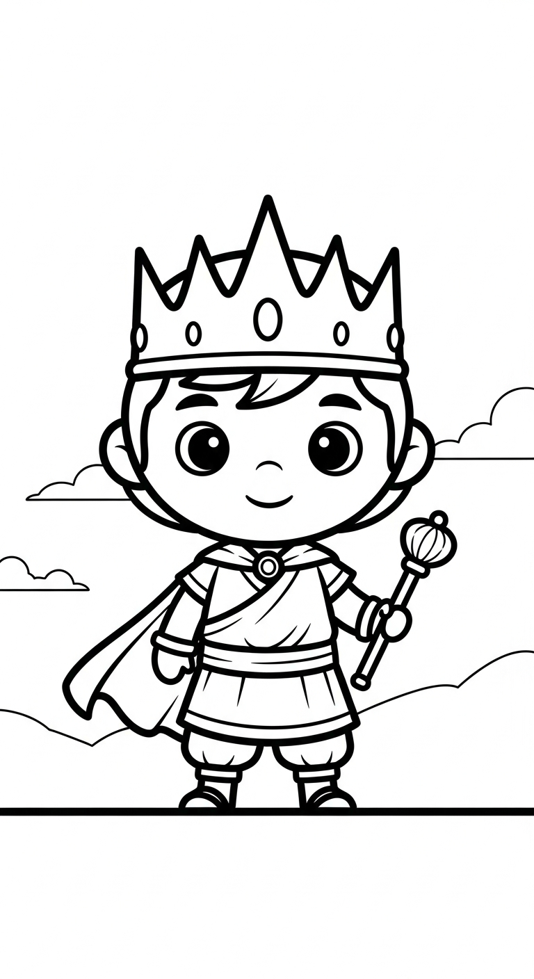 tải hình tô màu Hoàng tử cổ trang chibi cho bé 3 tuổi