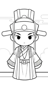in hình Hoàng tử cổ trang chibi cho bé tập tô