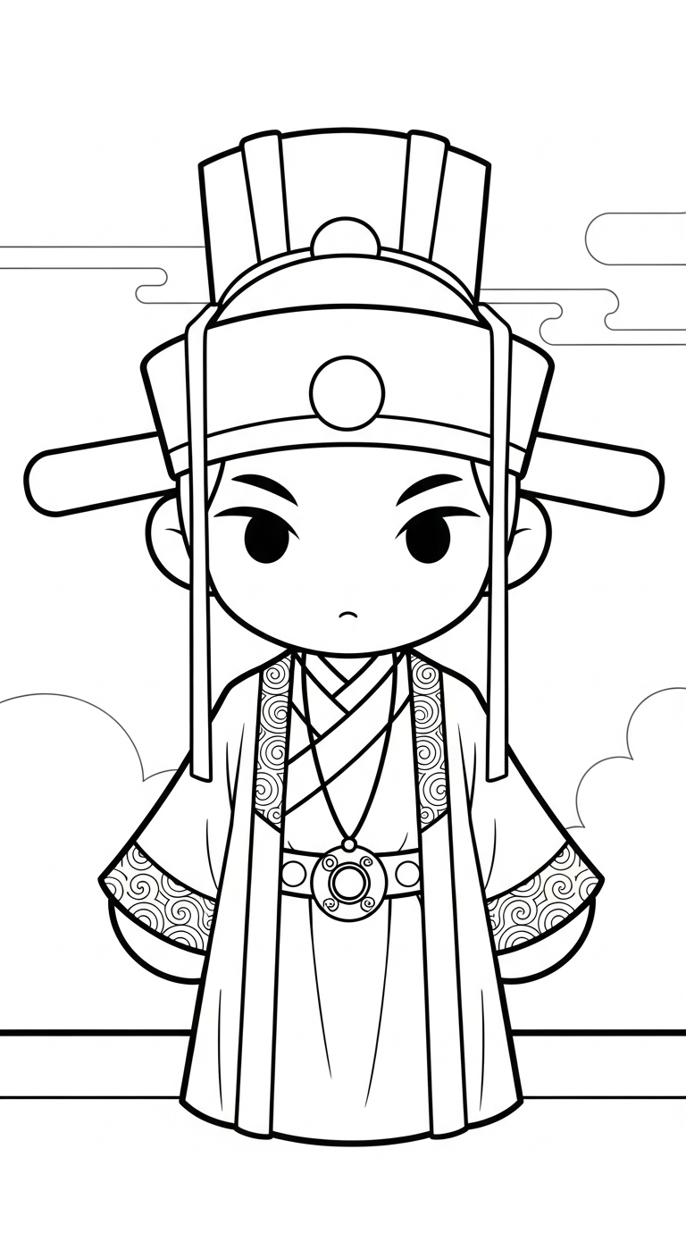in hình Hoàng tử cổ trang chibi cho bé tập tô