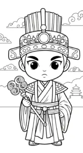 tranh tô màu Hoàng tử cổ trang chibi cho bé mới nhất