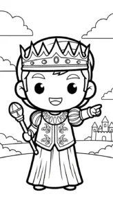 tranh tô màu Hoàng tử cổ trang chibi cho bé 7 tuổi
