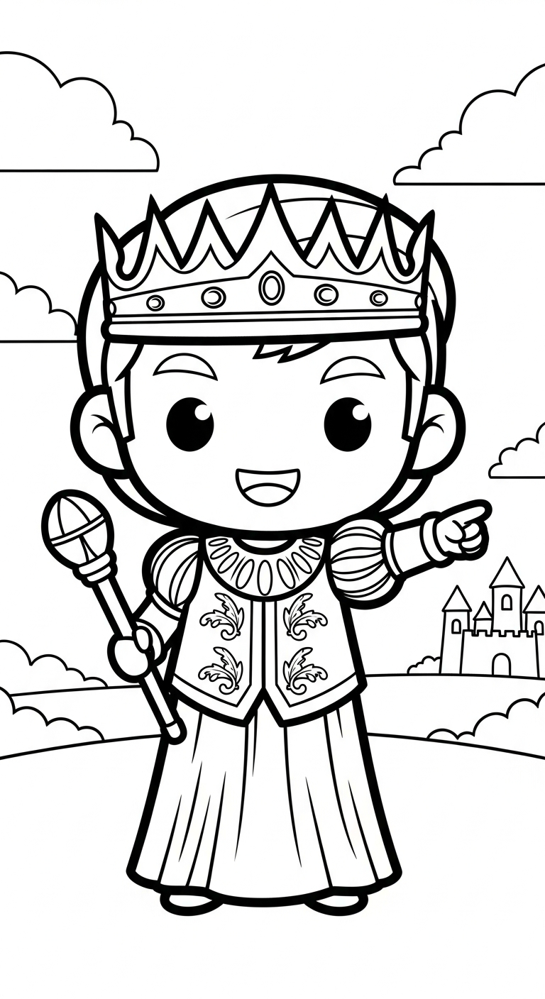 tranh tô màu Hoàng tử cổ trang chibi cho bé 7 tuổi