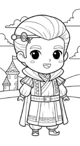 hình tô màu Hoàng tử cổ trang chibi rõ nét
