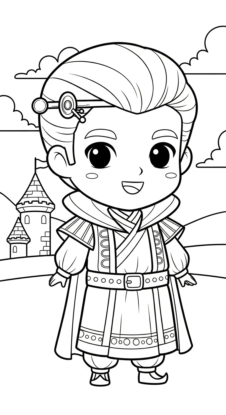 hình tô màu Hoàng tử cổ trang chibi rõ nét 1
