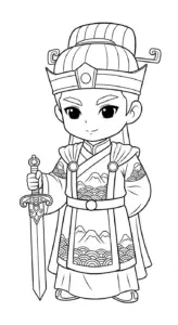 hình tô màu Hoàng tử cổ trang chibi cho bé 7 tuổi