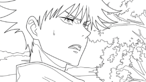 file hình tô màu Megumi Fushiguro cho bé in