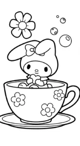 in hình tô màu My Melody cho bé 7 tuổi