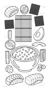 tranh tô màu tranh tô màu Sushi cho bé 3 tuổi miễn phí