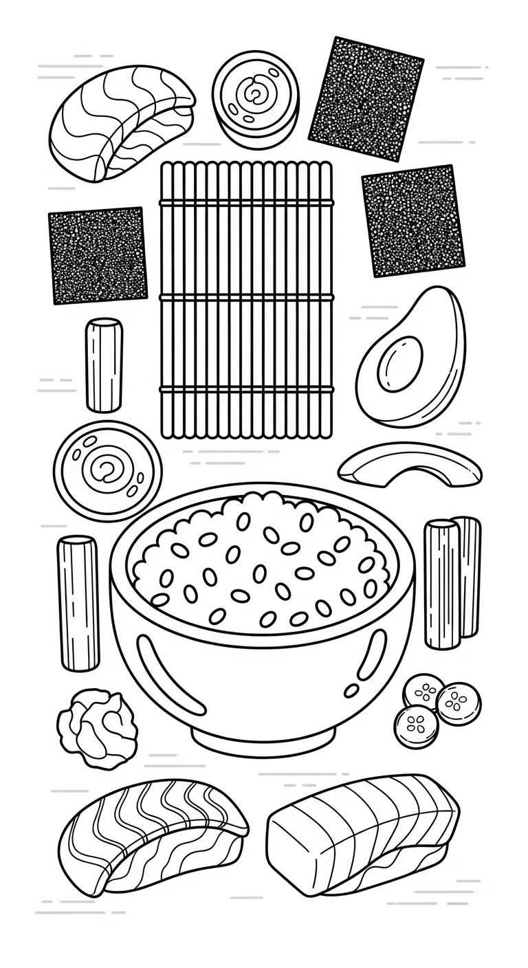tranh tô màu tranh tô màu Sushi cho bé 3 tuổi miễn phí