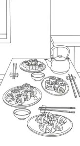 in tranh tô màu tranh tô màu Sushi cho bé
