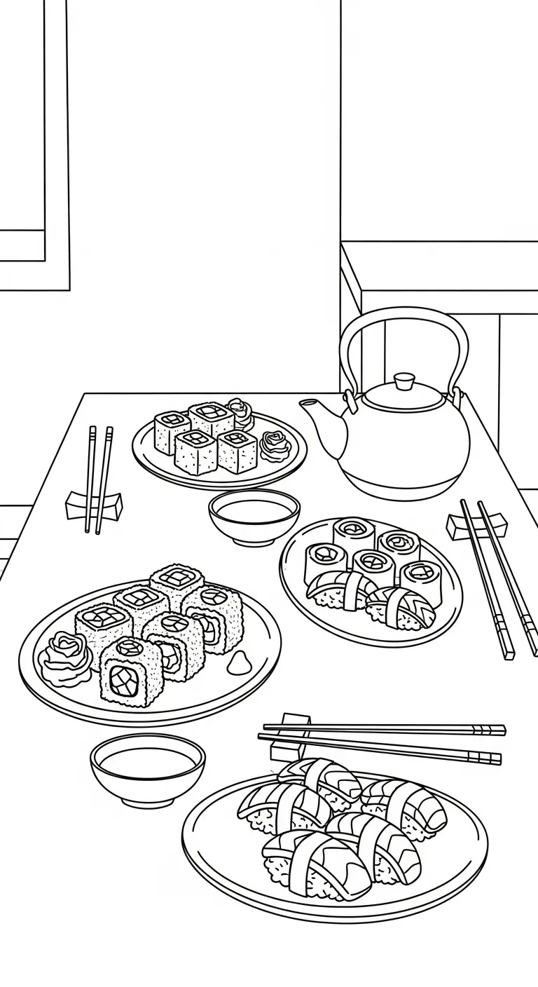 in tranh tô màu tranh tô màu Sushi cho bé