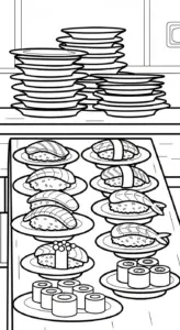 file pdf hình tô màu tranh tô màu Sushi cho bé