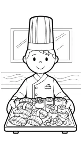 tải hình tô màu tranh tô màu Sushi cho bé 4 tuổi