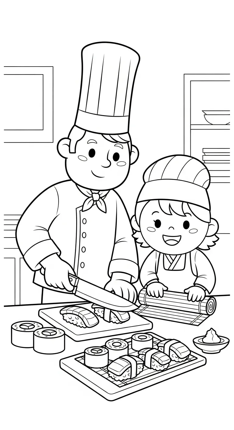 hình tô màu tranh tô màu Sushi pdf