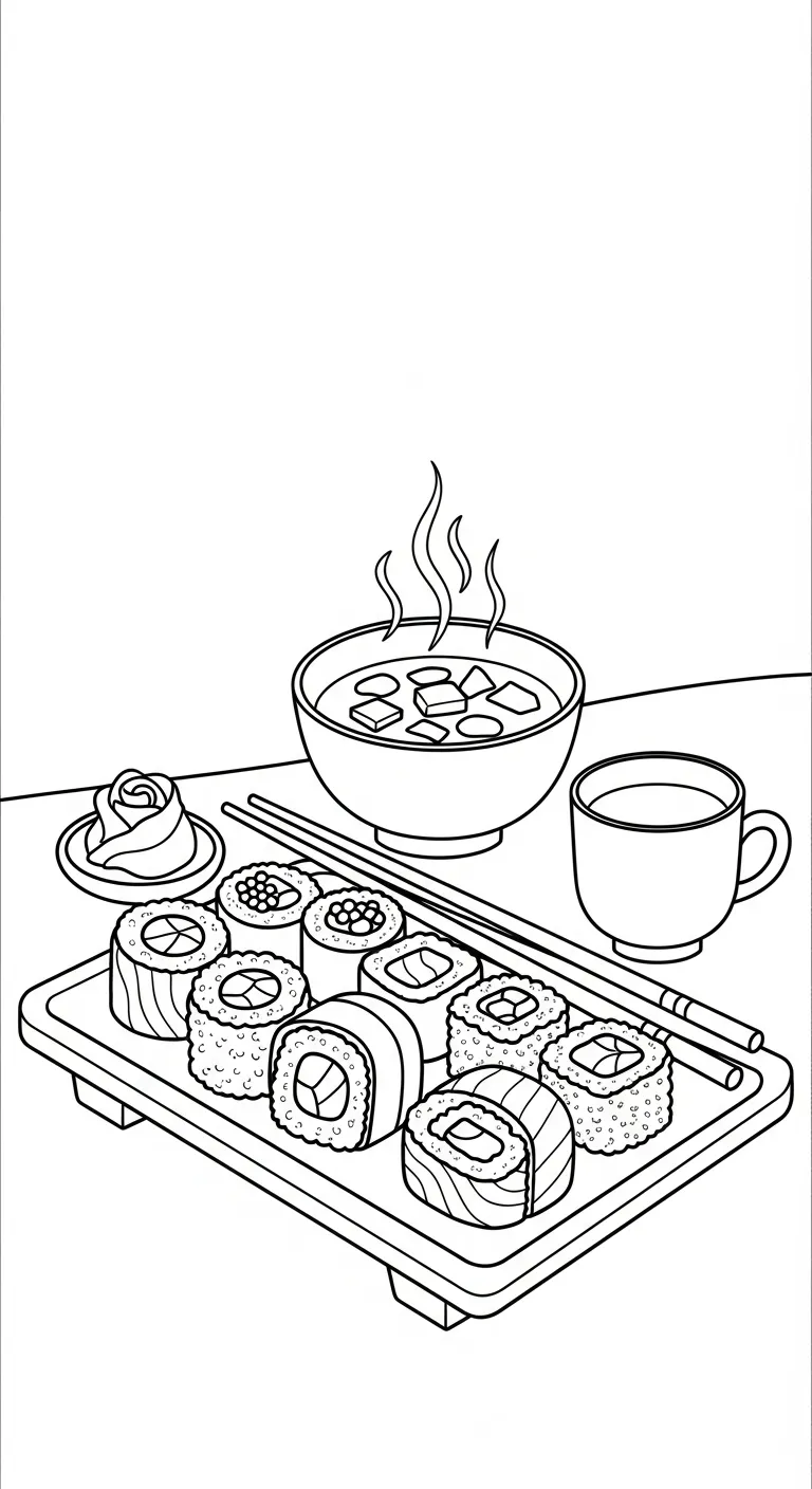 tải file hình tô màu tranh tô màu Sushi