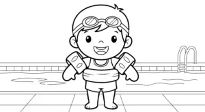 in hình tô màu bể bơi cho bé 3 tuổi