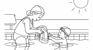 tranh tô màu bể bơi cho bé 4 tuổi