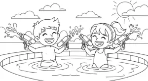 hình tô màu bể bơi cho bé 7 tuổi miễn phí