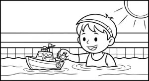 tranh tô màu bể bơi cho bé 6 tuổi miễn phí