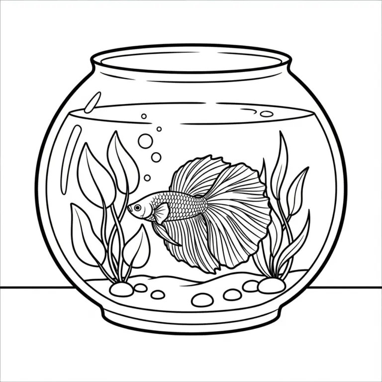 Tranh tô màu Bể cá