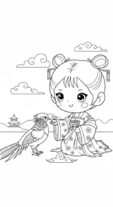 tải hình tô màu công chúa cổ trang chibi cho bé 7 tuổi