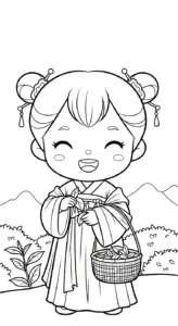 hình tô màu công chúa cổ trang chibi cho bé 6 tuổi