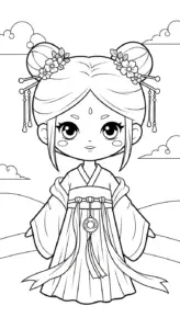 tranh tô màu công chúa cổ trang chibi pdf