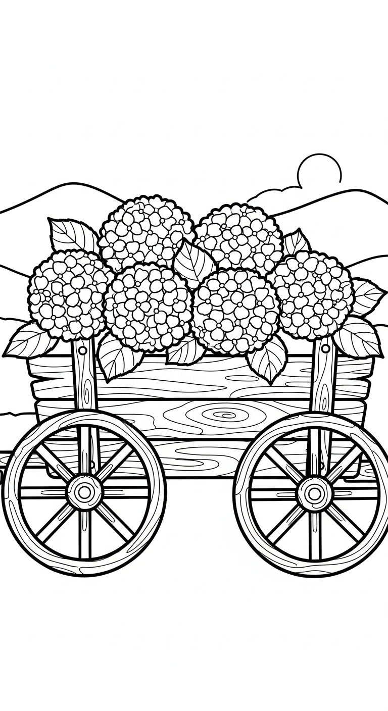 tải tranh tô màu hoa cẩm tú cầu cho bé
