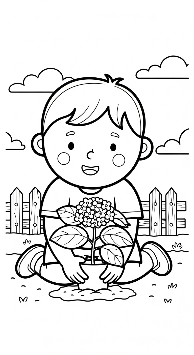 hình tô màu hoa cẩm tú cầu cho bé 6 tuổi miễn phí 1